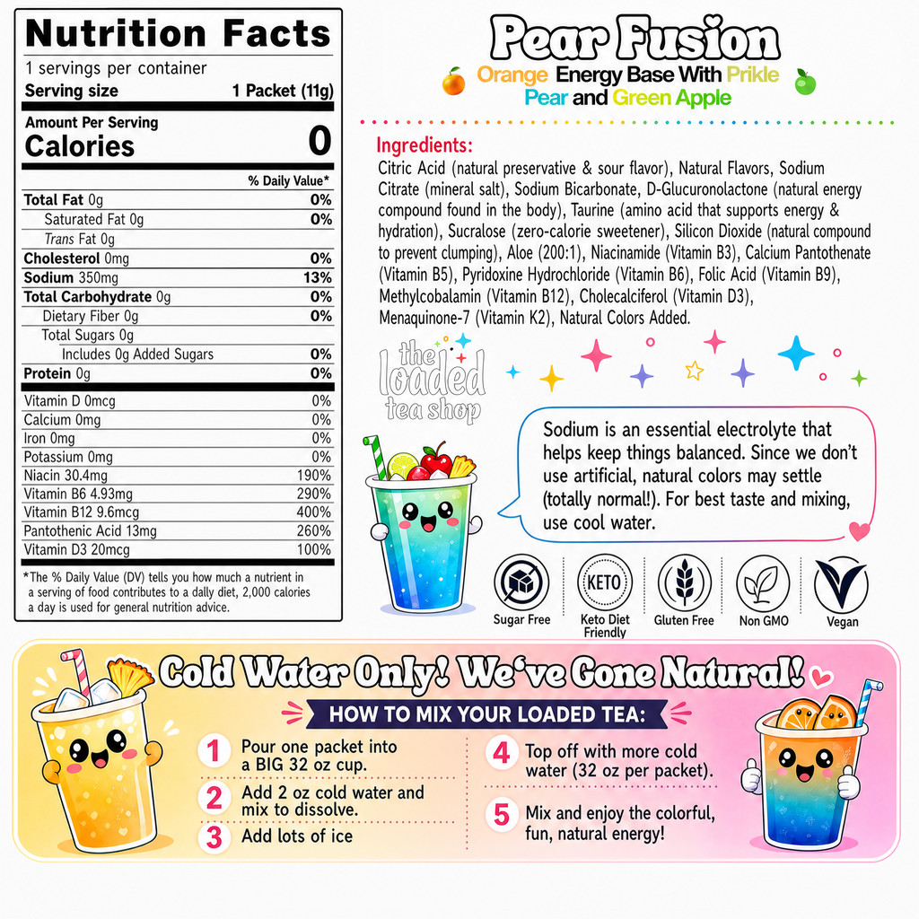 Pear Fusion (Caffeine-Free) - Your favorite mix awaits.